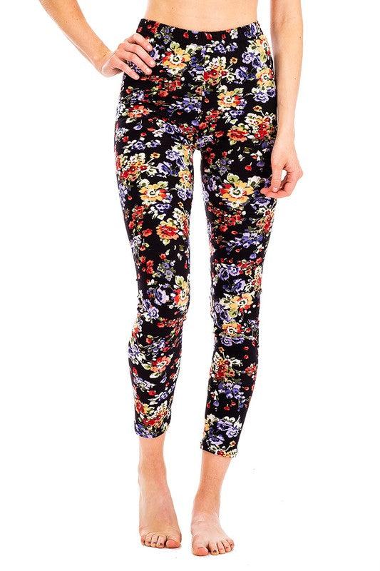 Peach Skin Mix Floral Print Crop Leggings