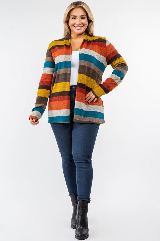 Stripe Elbow Patch Cardigan