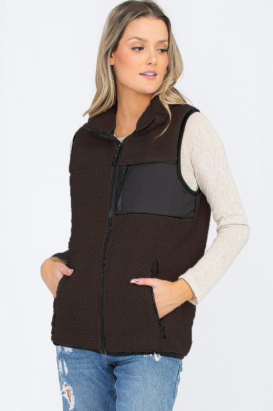 UNISEX WOMENS SHERPA FLEECE VEST TOP JACKET