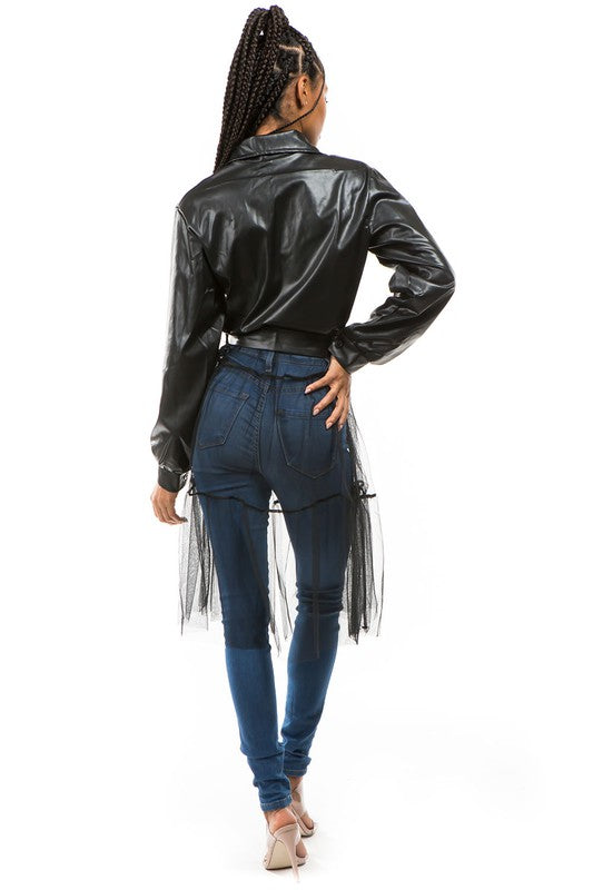 SEXY FAUX LEATHER JACKET