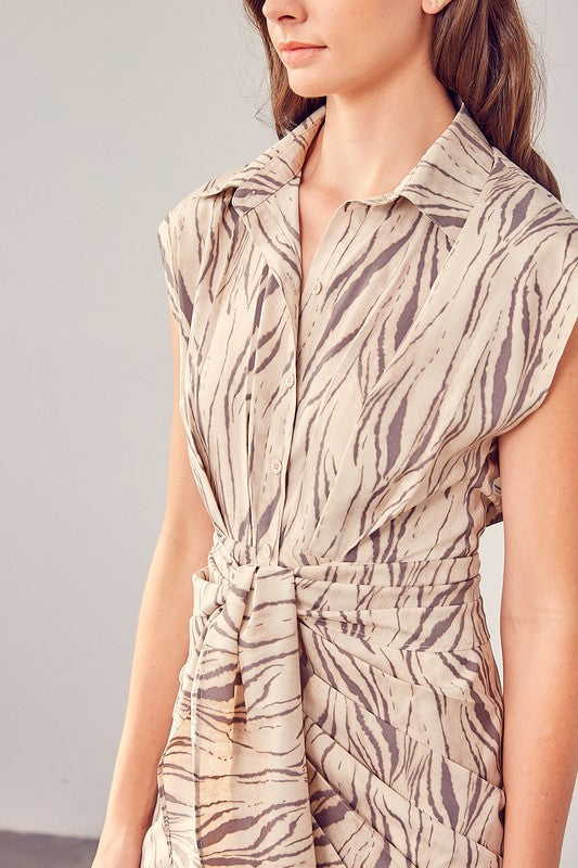 Printed Front Tie Dress