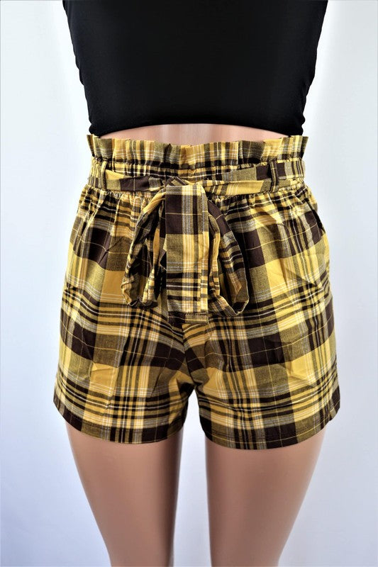 Checkered plaid Paperbag shorts/ BFPTB