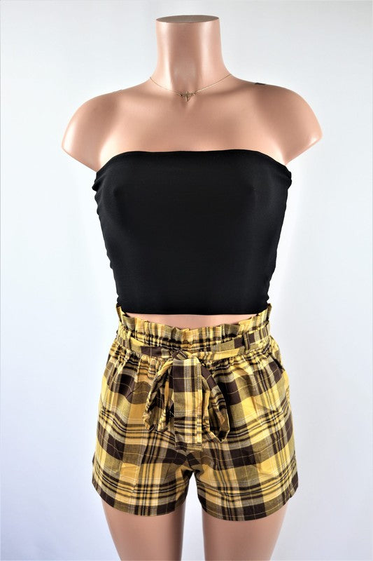 Checkered plaid Paperbag shorts/ BFPTB