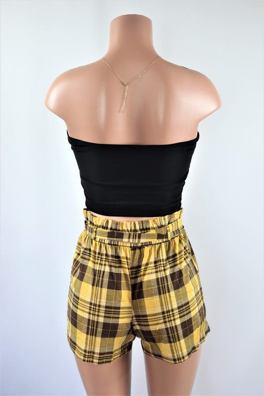 Checkered plaid Paperbag shorts/ BFPTB