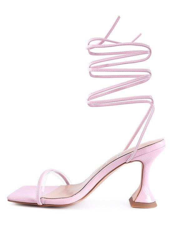 BITEN BERRY SPOOL HEELED LACE UP SANDAL