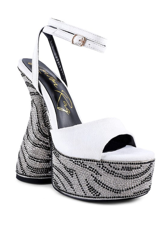 BACKSTAGE ULTRA HIGH PLATFORM DIAMANTE SANDALS