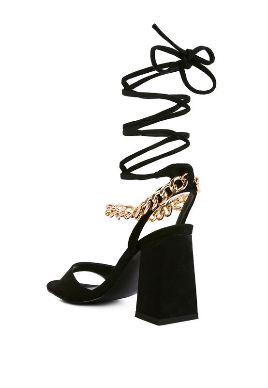 Gone Gurl Metal Chain Lace Up Sandals