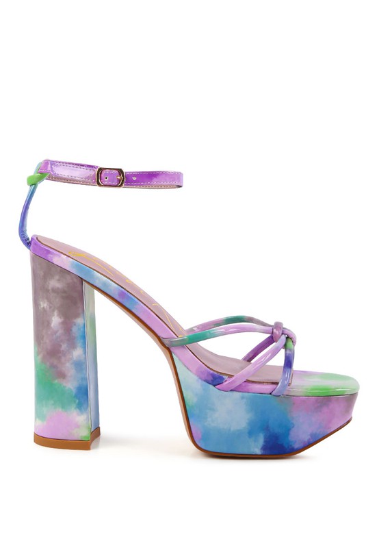 PRISMA TIE-DYE HIGH PLATFORM HEELED SANDALS