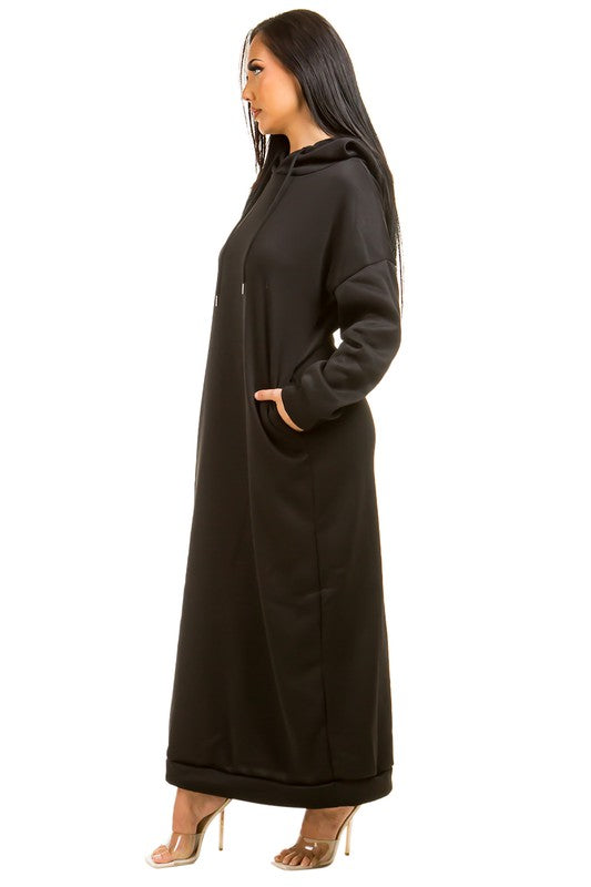 SEXY LONG MAXI HOODIE DRESS