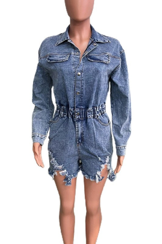 WOMEN FASHION DENIM ROMPERS