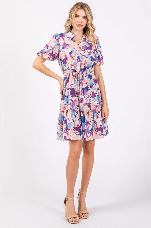 Floral Mini Shirt Dress