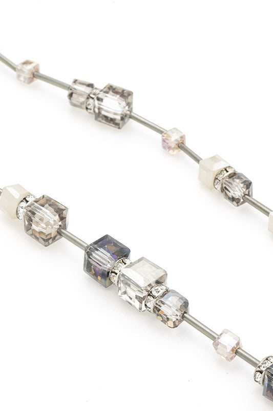 Crystal Cube Station Long Necklace