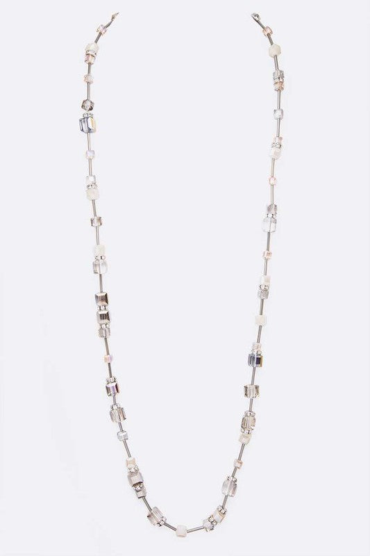 Crystal Cube Station Long Necklace