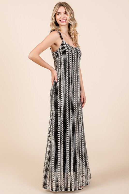 Stripe See-Through Maxi Dress