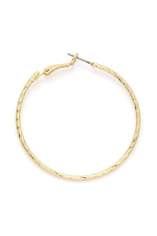 Textured Shiny Skinny Dainty Hoop Earrings