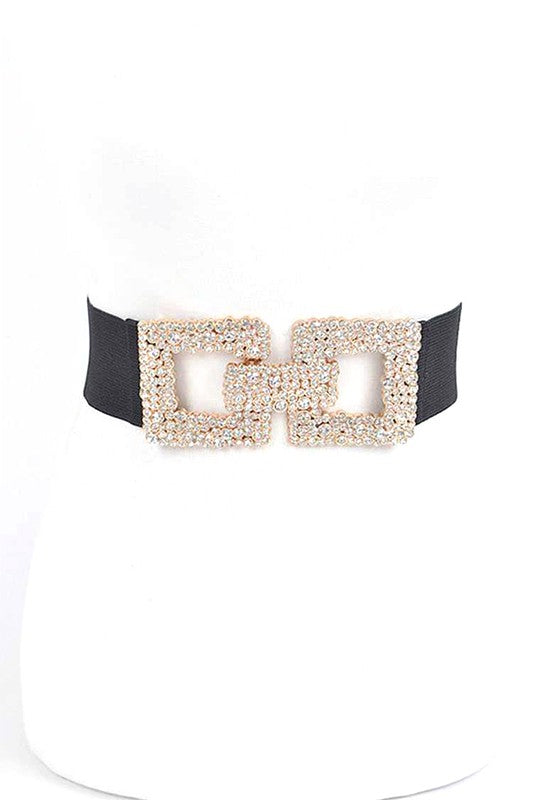 Crystal Buckle Elastic Belt