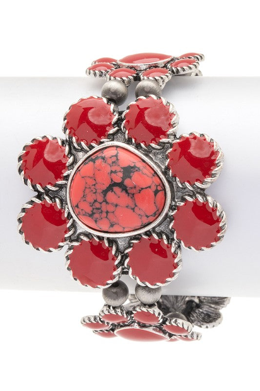 Stone Enamel Flower Iconic Stretch Bracelet