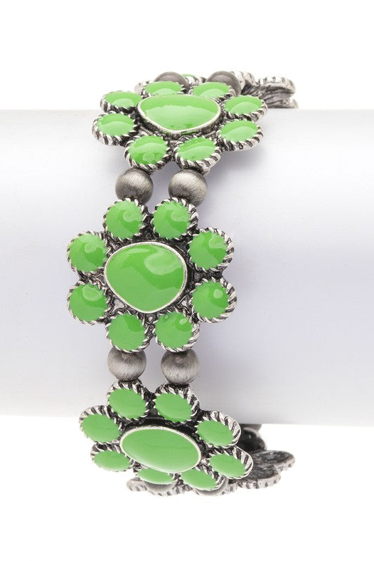 Stone Enamel Flower Iconic Stretch Bracelet