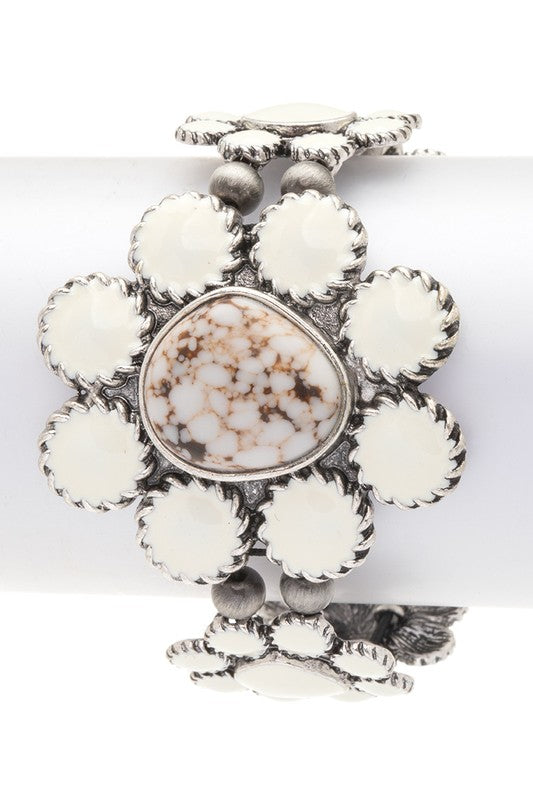 Stone Enamel Flower Iconic Stretch Bracelet