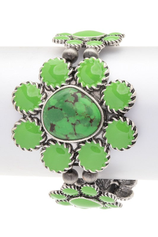 Stone Enamel Flower Iconic Stretch Bracelet