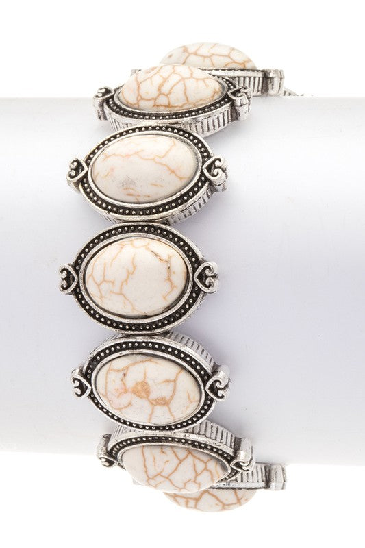 Oval Stone Western Stretch Bracelet