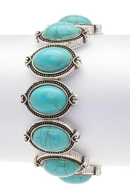 Oval Stone Western Stretch Bracelet