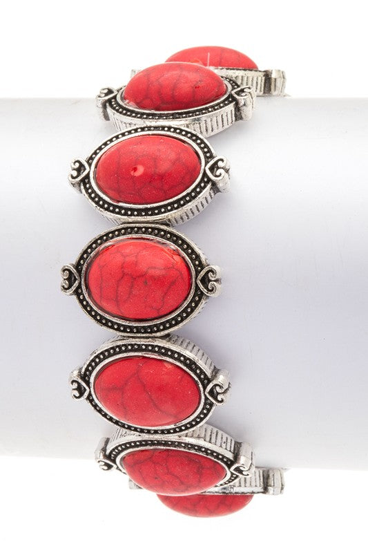 Oval Stone Western Stretch Bracelet