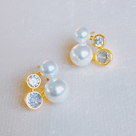 Pearl And Diamond Stud Earrings