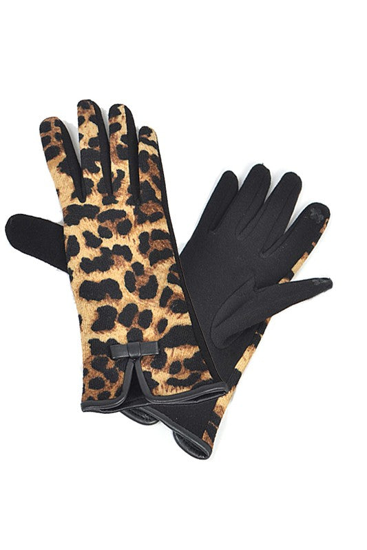 Leopard Printed Fleeced Smart Gloves