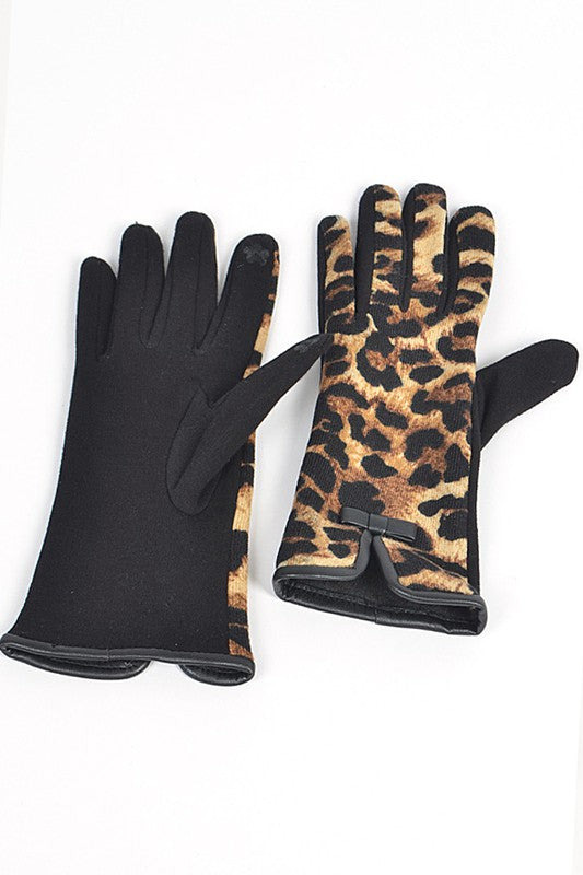 Leopard Printed Fleeced Smart Gloves