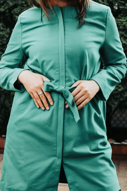 LONG BELTED JACKET WITH POCKETS