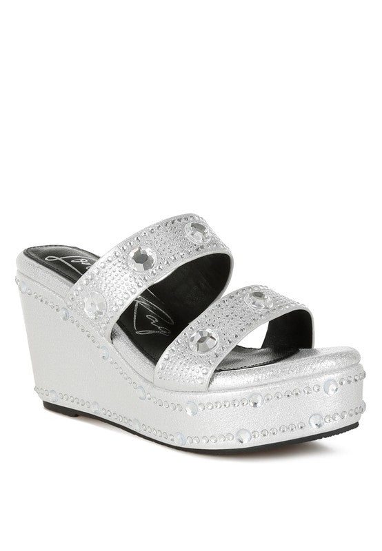 Iki Diki Rhinestone & Diamante Wedge Sandals