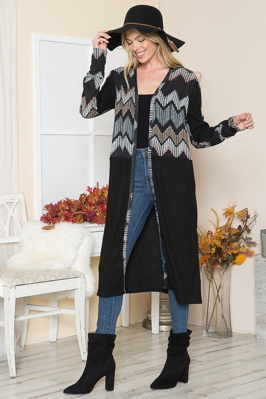 Mixed Media Maxi Cardigan