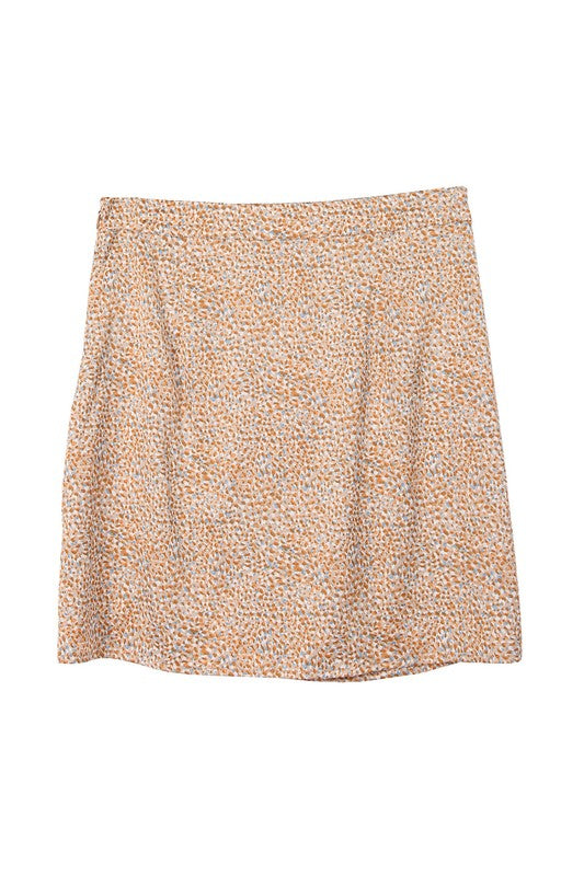 Leopard print shirred skirt